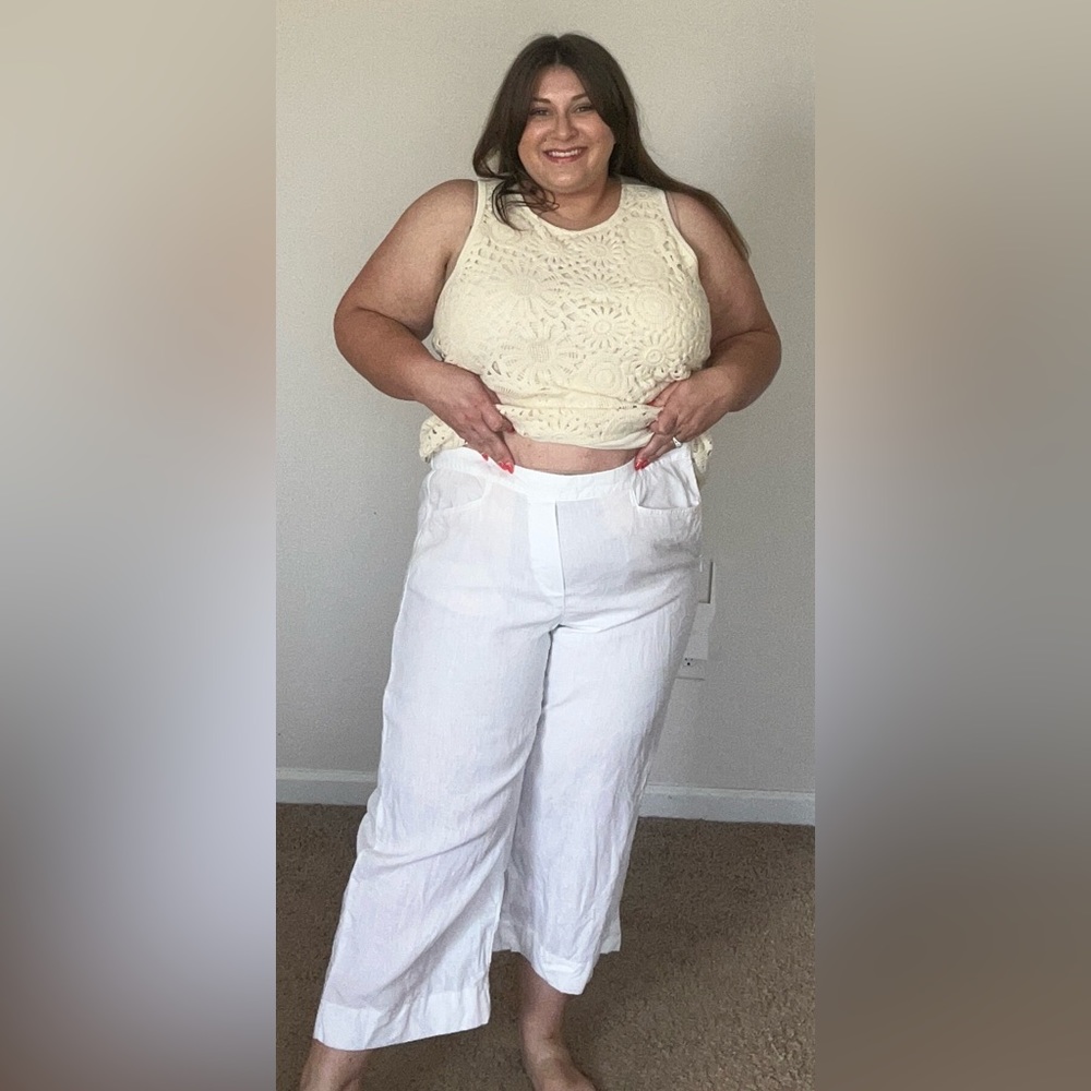 J. Jill Linen Wide Leg Capri Ankle Pant